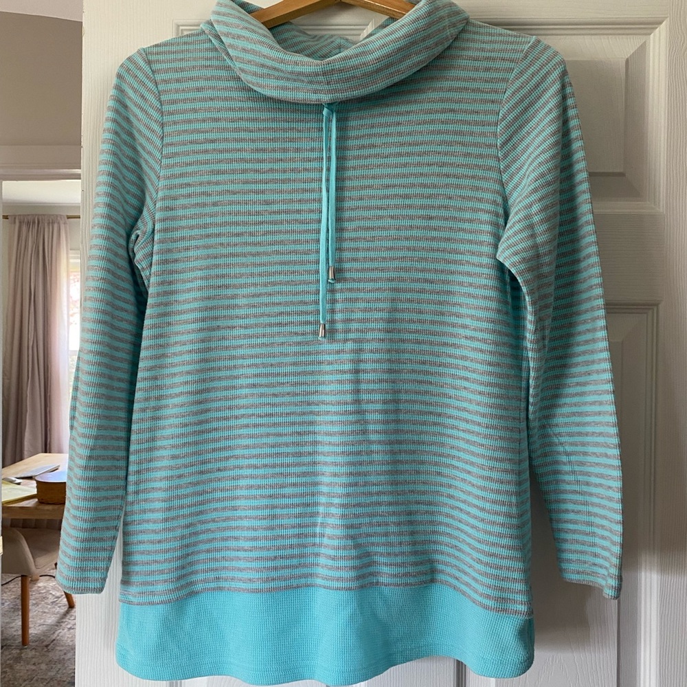 Blue Striped Athleisure Top